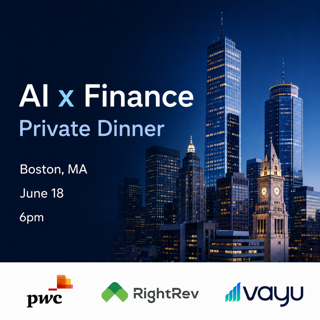 AI x Finance: Private Dinner with PwC, RightRev & Vayu