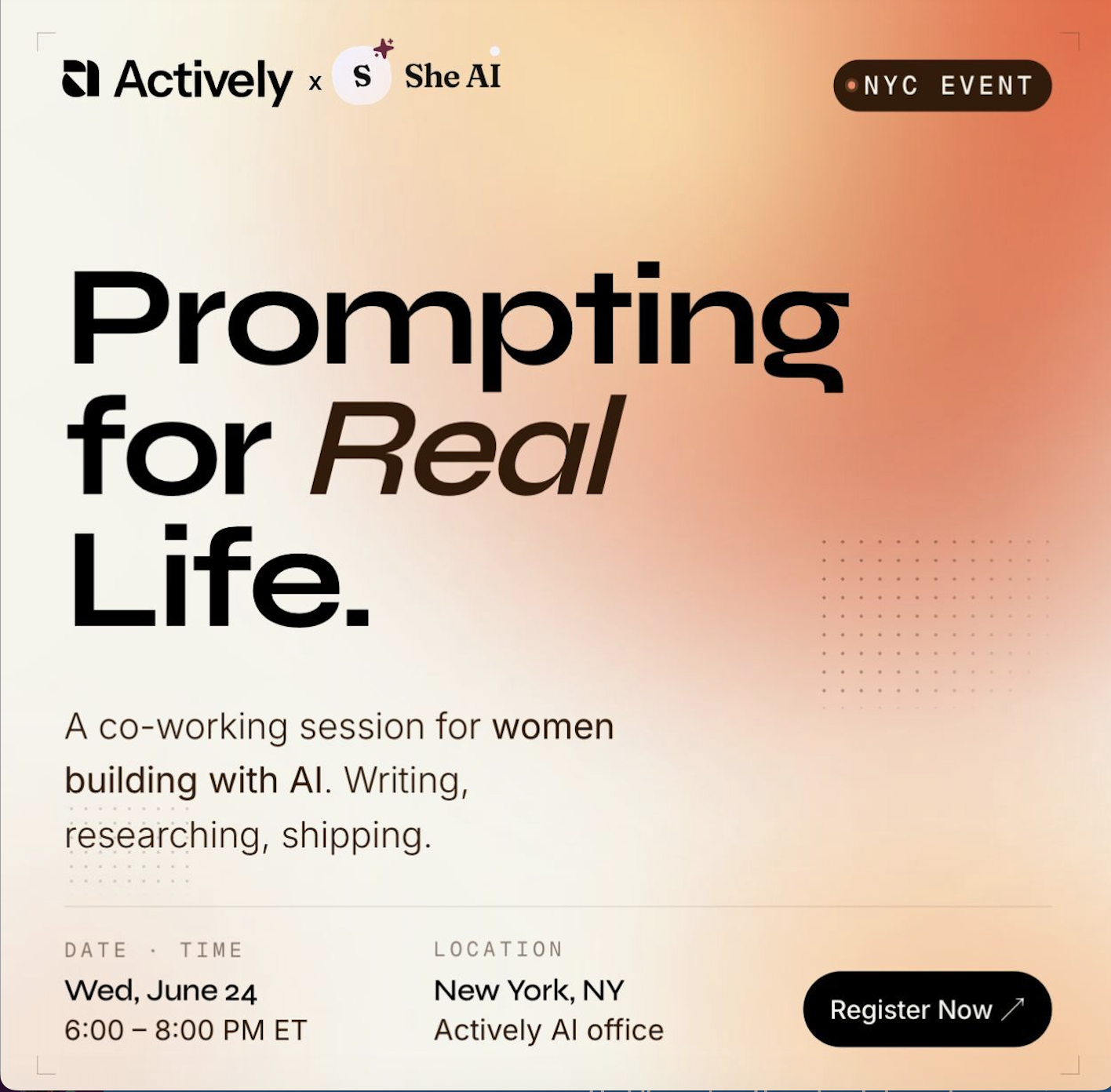 Cover art for #Prompting for Real Life - hosted with Actively AI — New York, NY