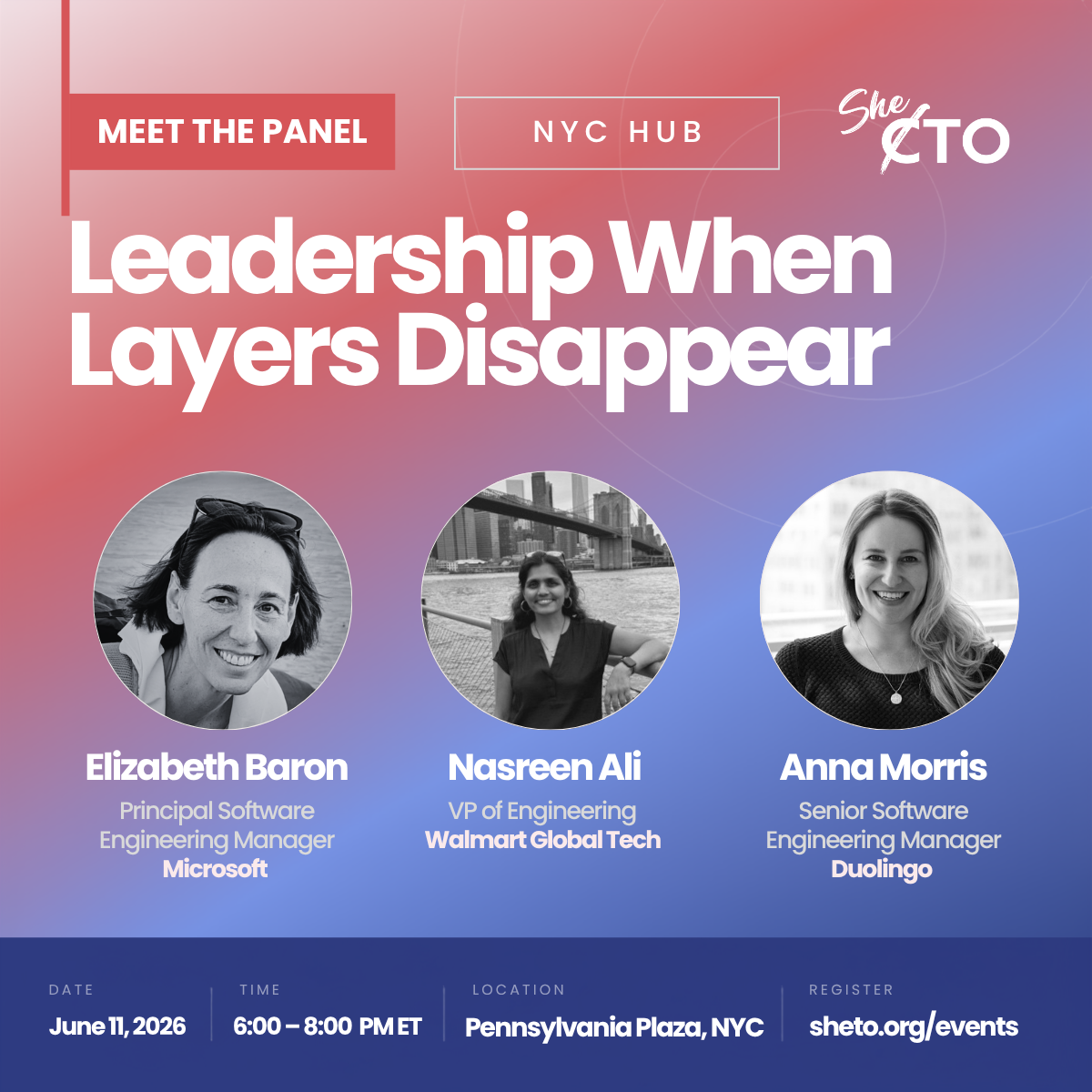 Cover art for #SheTO NYC Hub | Leadership When Layers Disappear — New York, NY