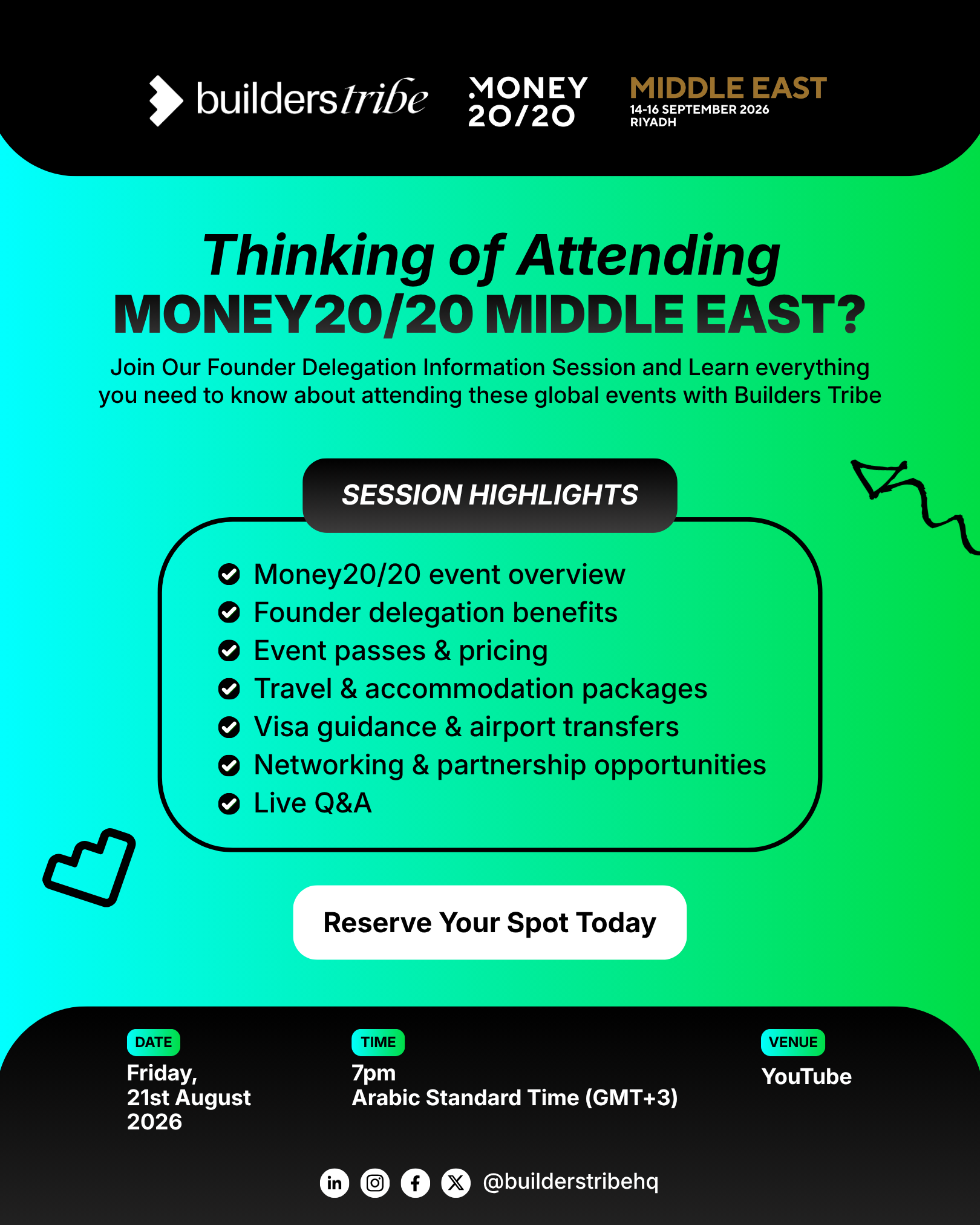 Builders Tribe Money20/20 Delegation Information Session