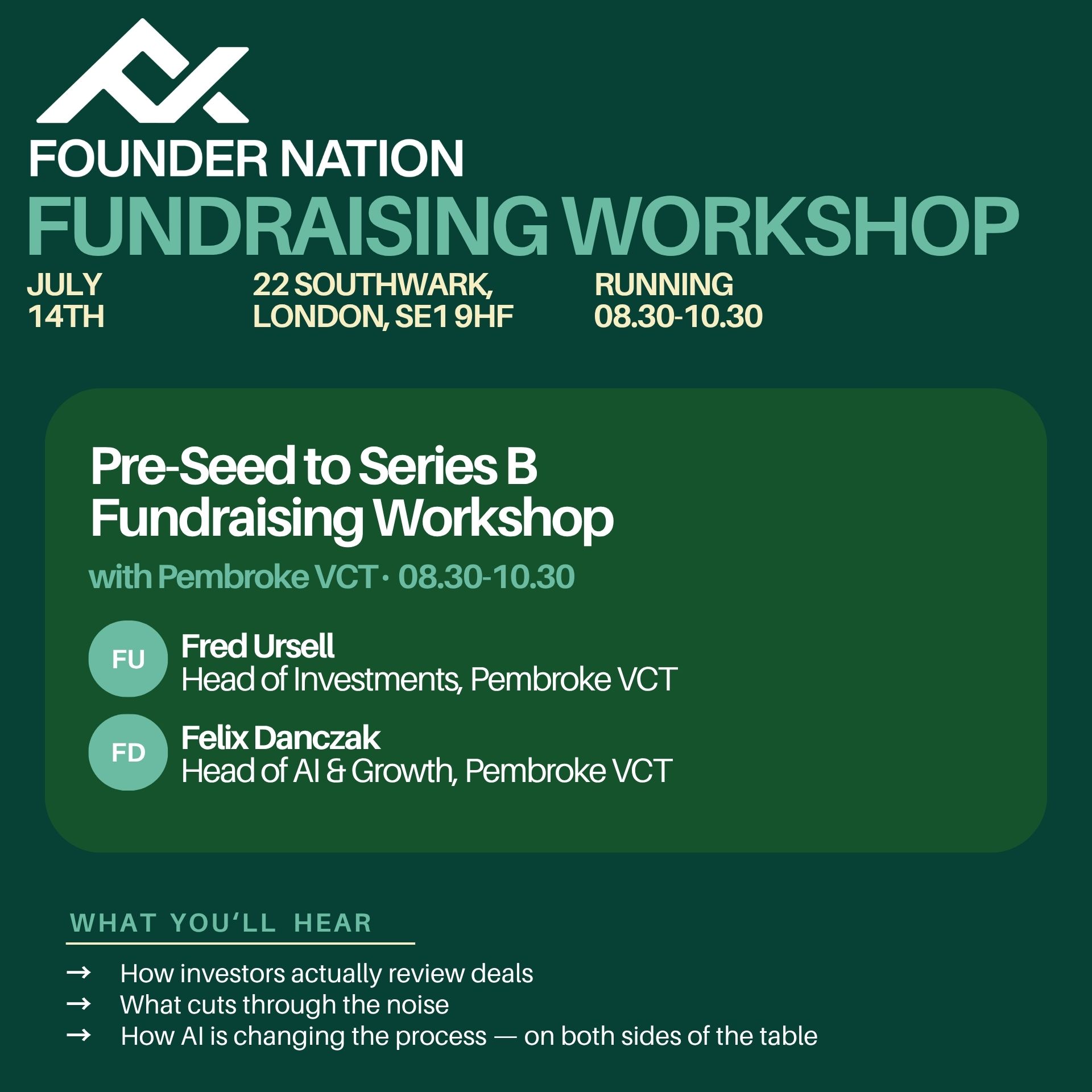 Pre-seed to Series B Fundraising Workshop with Pembroke VCT