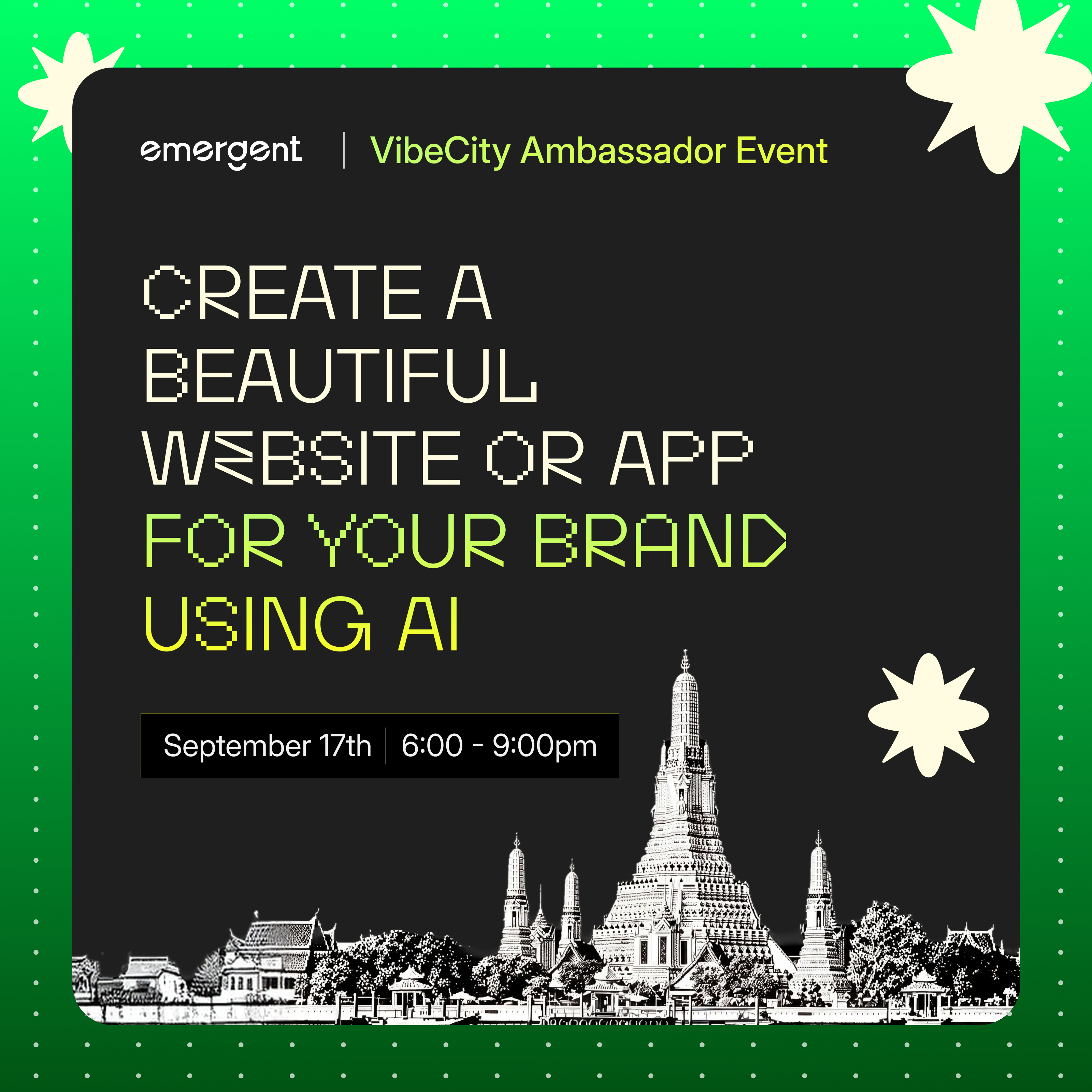 ✨ Bangkok Vibecity Emergent: Erstellen Sie eine schöne Website oder App für Ihre Marke mit KI