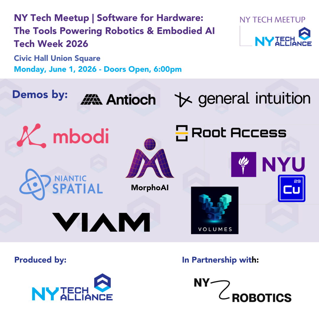 Cover art for #NY Tech Meetup | Software for Hardware: The Tools Powering Robotics & Embodied AI - Tech Week 2026 — Civic Hall