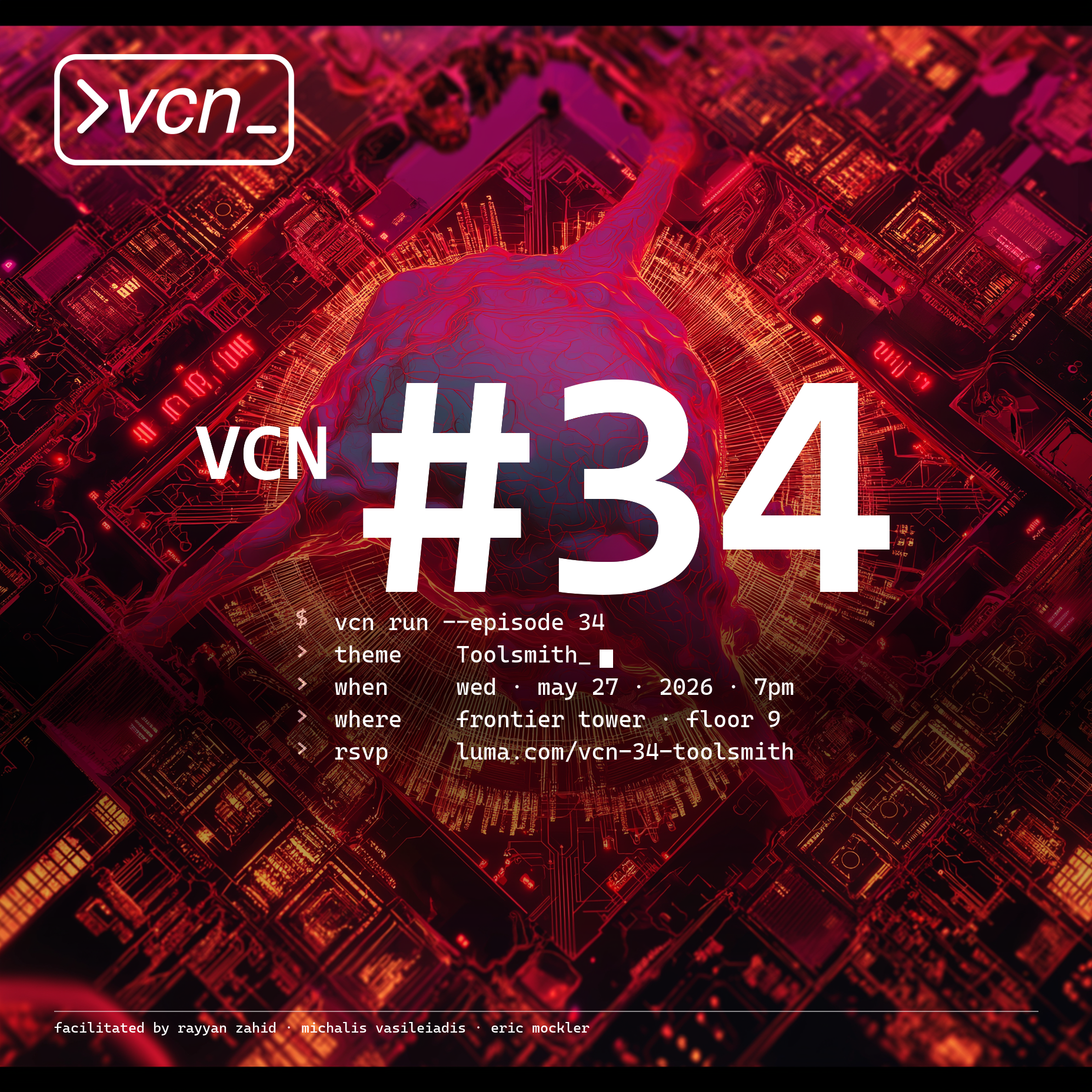 Cover art for #VCN #34: Toolsmith - Build Your Own MCP Server - Open Registration — Frontier Tower @ 9th Floor Annex 995 Market Street, San Francisco