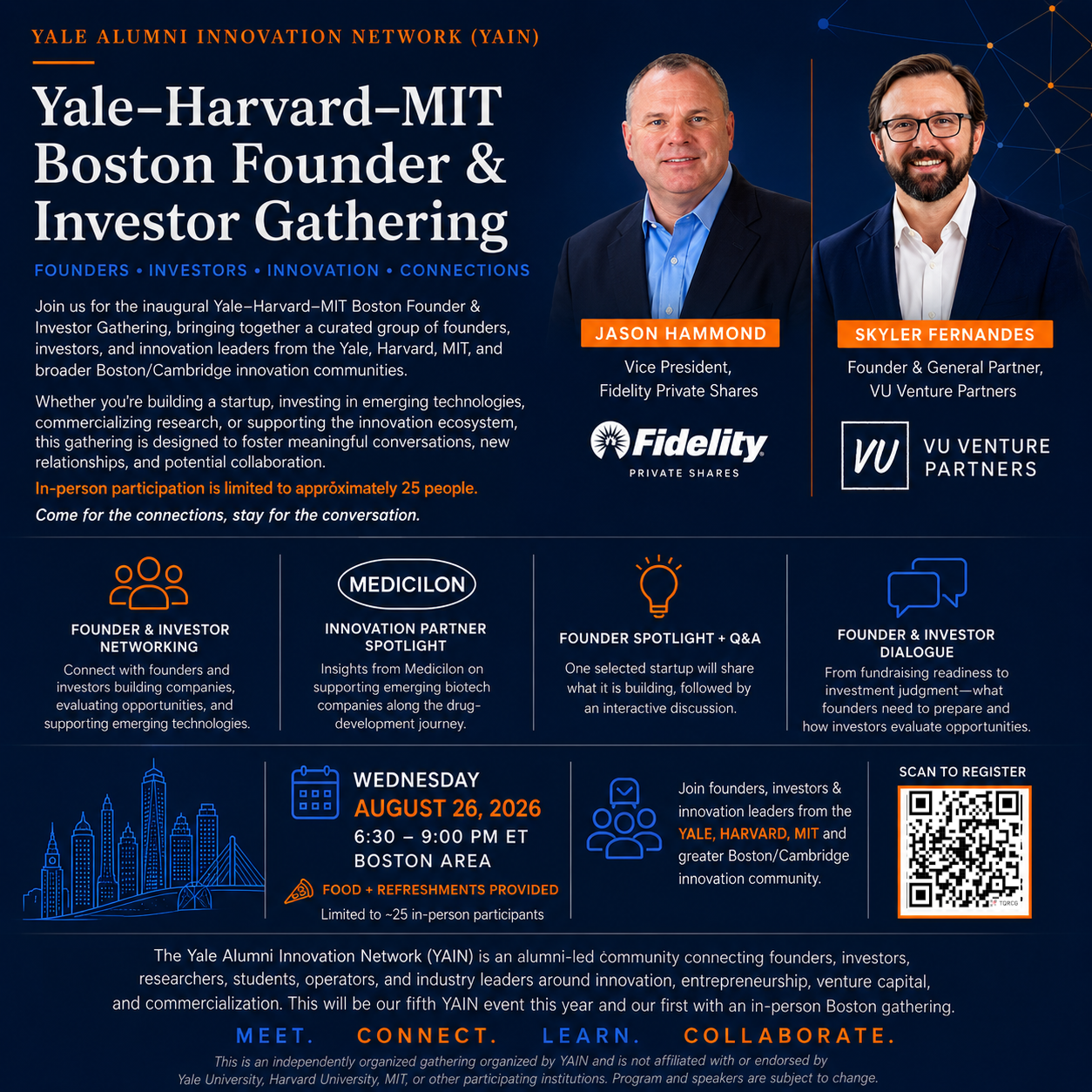Reunión de Fundadores e Inversores de Bio AI de Yale–Harvard–MIT en Boston
