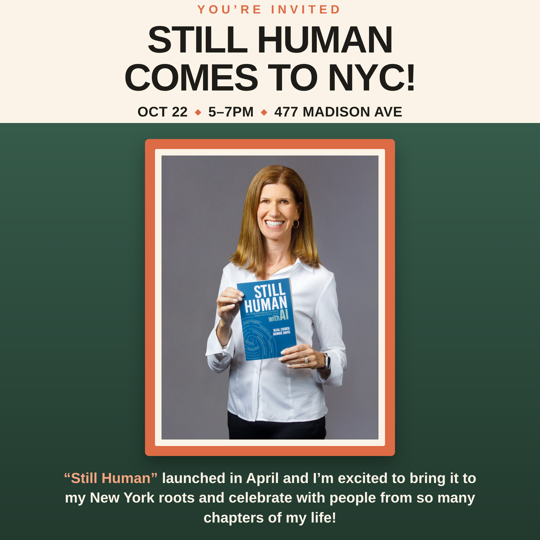 Still Human - NYC book celebration (Bonnie Davis)