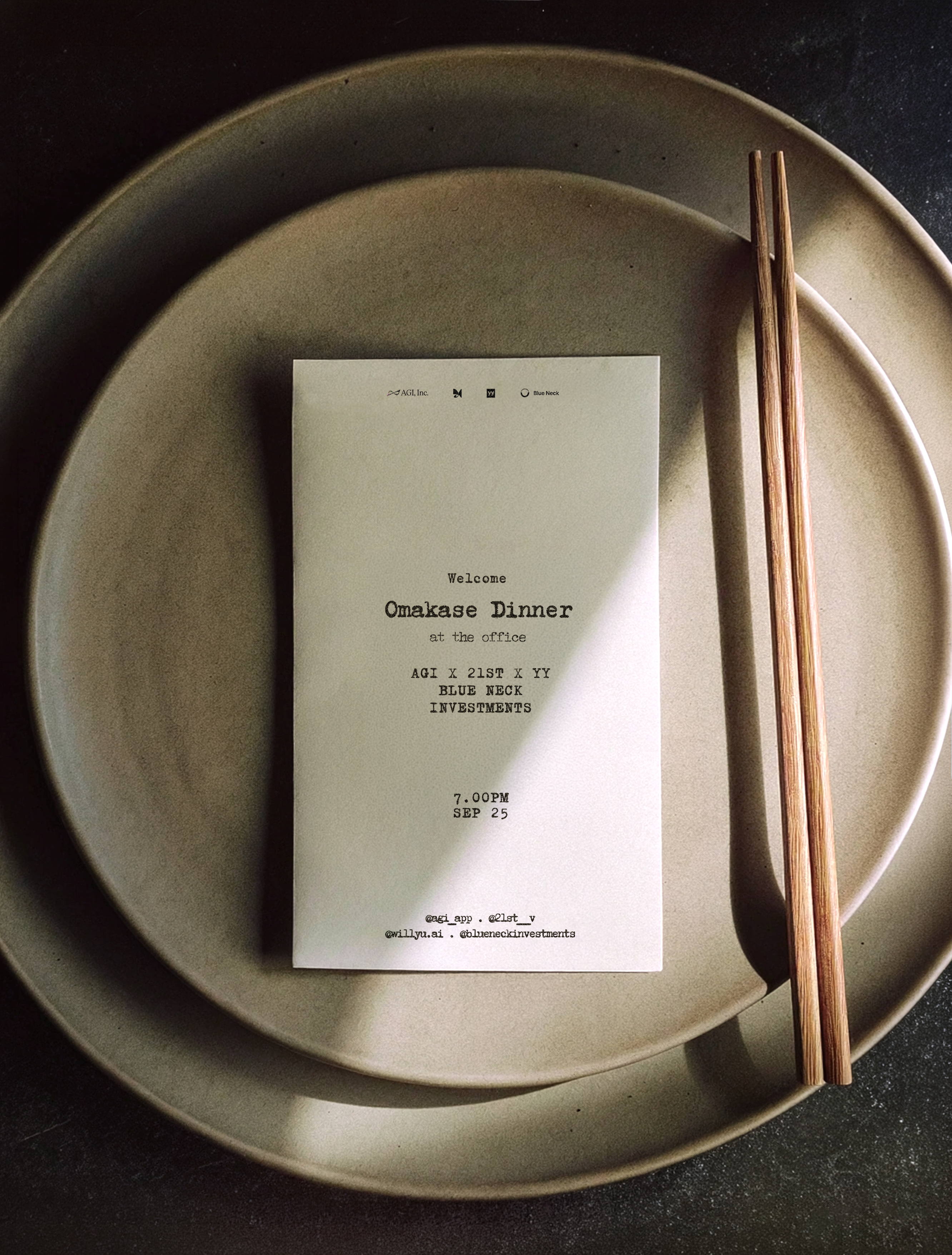 Omakase Dinner • AGI x 21st x Blue Neck Investments x YY