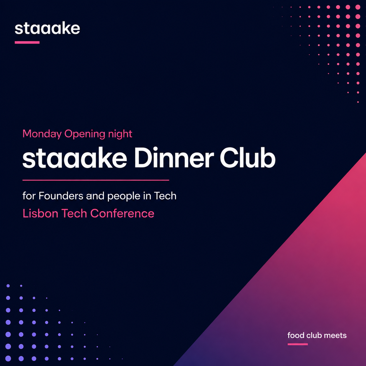 staaake Side Event: Wednesday Tech/AI Lunch staaake Dinner Club
