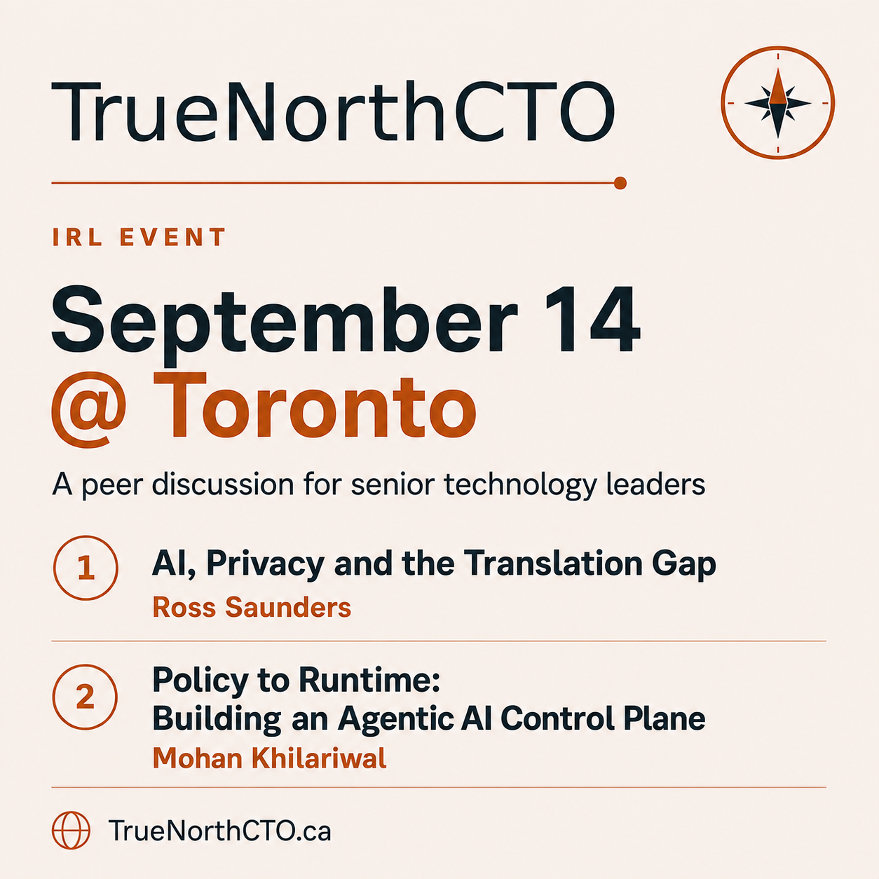Septembre 2026 TrueNorthCTO @ Rootly (Toronto)