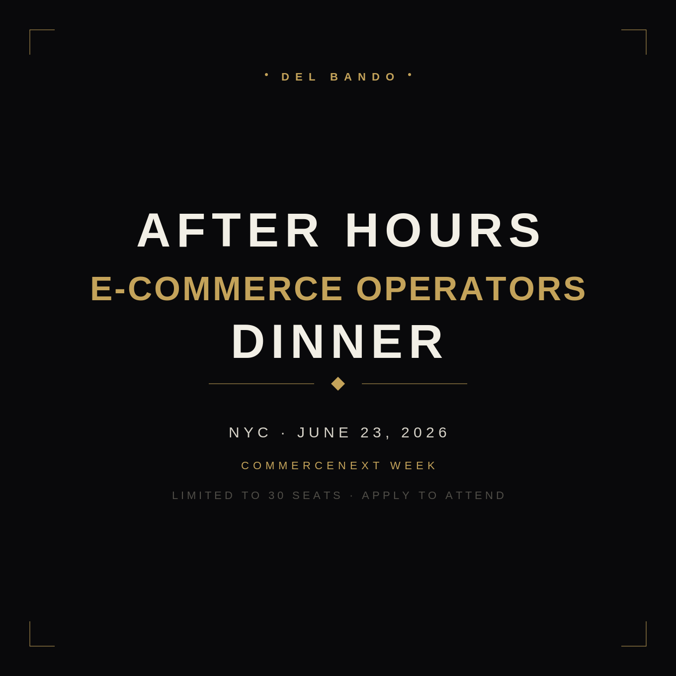 Cover art for #After Hours E-Commerce Operators Dinner | NYC — Smith & Wollensky
