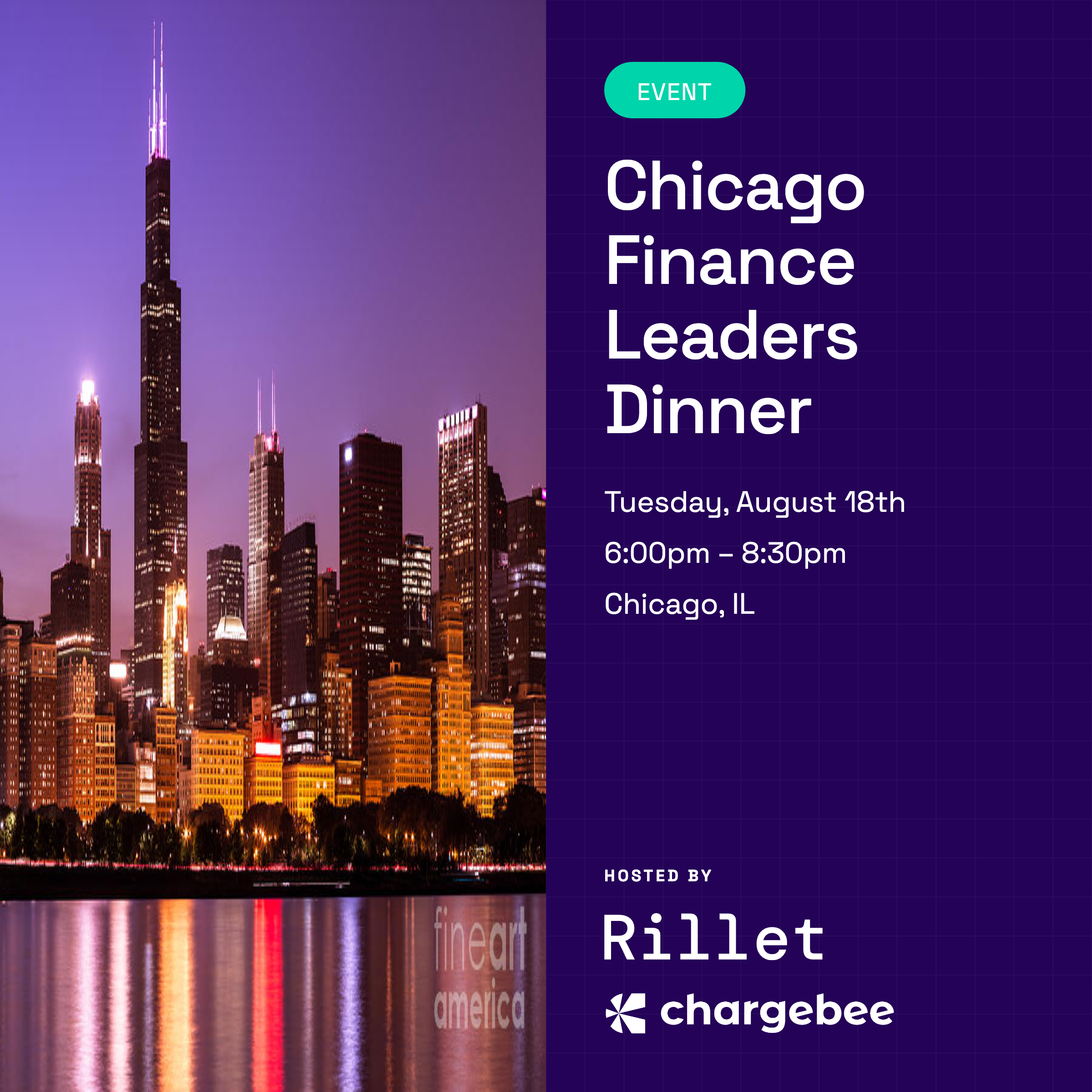 Cena de Líderes Financieros de Chicago con Rillet y Chargebee